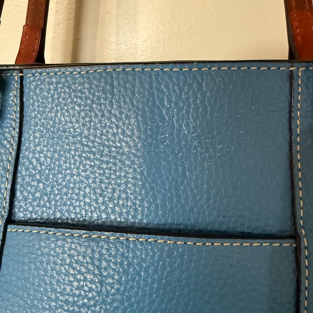 Dooney & Bourke Blue and Brown Leather Tote - Picture 4 of 12